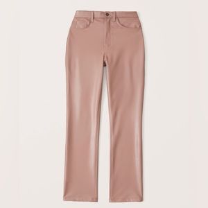 Abercrombie Curve Love Vegan Leather 90s Straight Pants, pink-brown, size 24